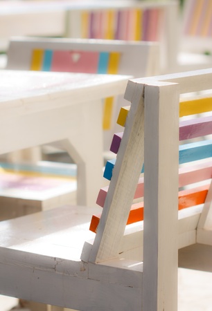 Colorful wood tableの写真素材