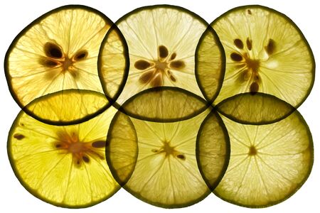 Stack of thin lime piecesの写真素材