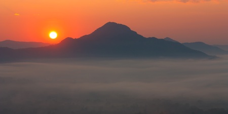 Sunrise over mountain in northeast of Thailand