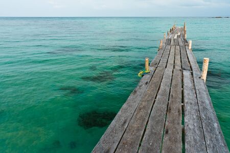 Wood jetty in seaの写真素材