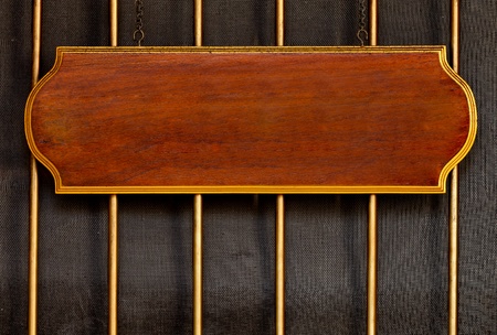 Blank wood board on wallの写真素材