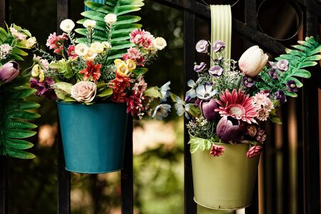 Fake flowers made from fabricの写真素材