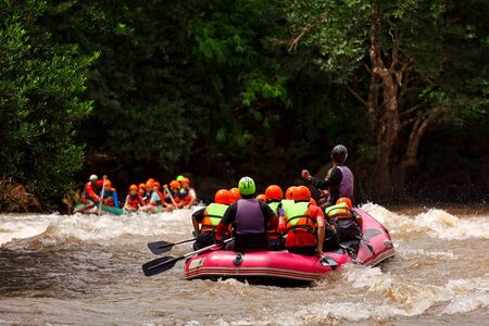 Rafting in Khek river, north of Thailandの写真素材