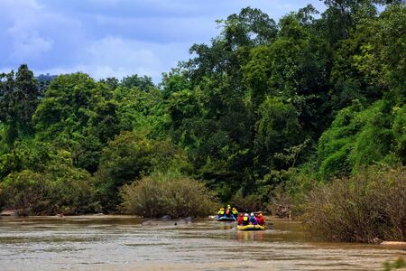 Rafting in Khek river, north of Thailandの写真素材