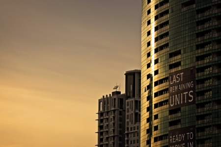 Building in the light at sunset