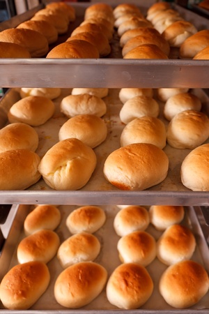 Group of fresh bread in bakery houseの写真素材
