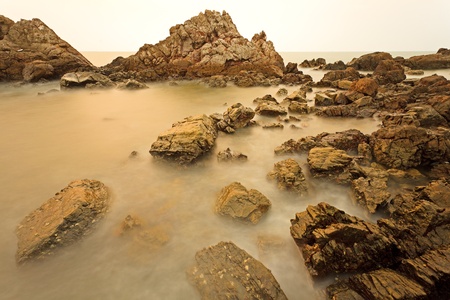 Group of rock at twilight