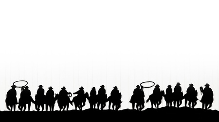Group of cowboys on horsesの写真素材