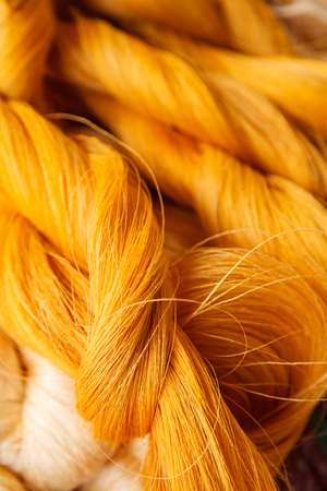 Bright  color of raw silk threadsの写真素材