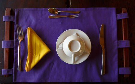 Ready set for breakfast on hotel's table