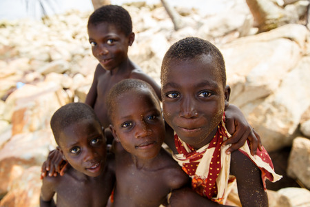 Kid from fisherman village beside see, Ghana, West Africaのeditorial素材