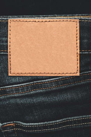 Blank leather label on new jeans trousers.の写真素材