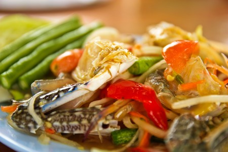 Sea food papaya saladの写真素材