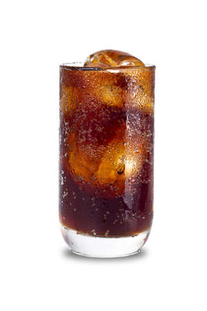 Glass of cold drink isolated on white background
