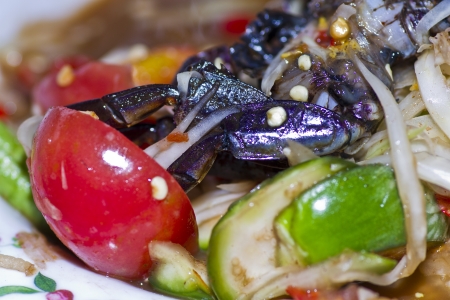 Papaya salad with black crab delicious Thai foodの写真素材