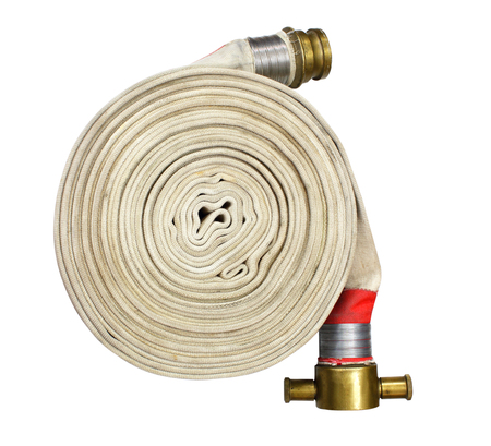 fire fighter hose isolated on the white backgroundの写真素材