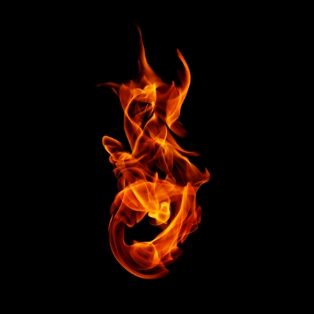 High resolution fire collection isolated on black backgroundの写真素材