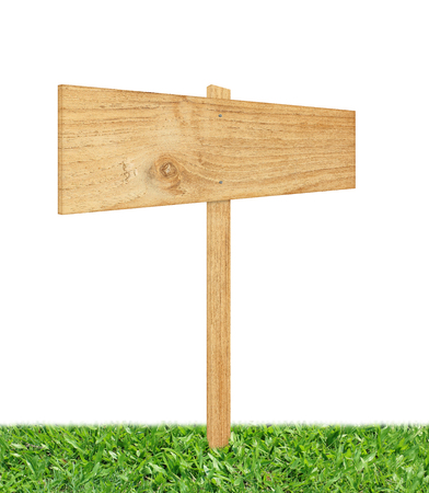 Wooden sign isolated on whiteの写真素材