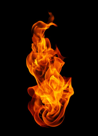 Fire flames collection isolated on black backgroundの写真素材