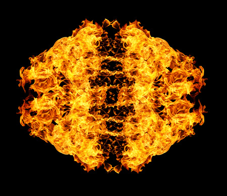 Fire flames collection isolated on black background