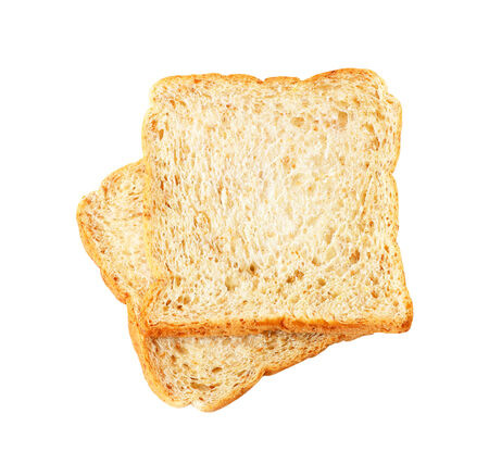Bread slice. Isolated on white backgroundの写真素材