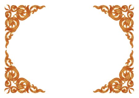 Pattern of wood frame carve on white backgroundの写真素材