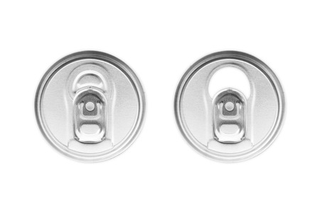 Top of drink cans on a white background