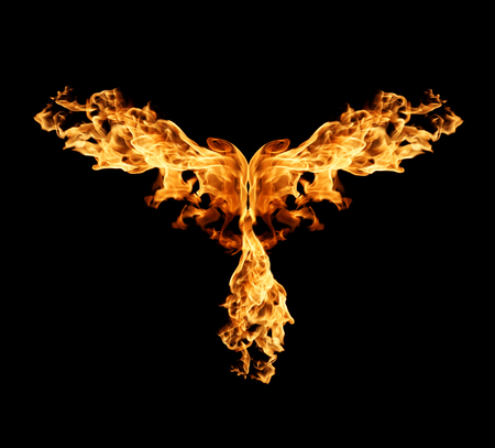Abstract Fire flame on black backgroundの写真素材