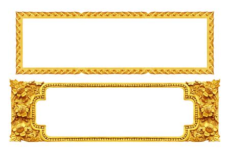 gold frame ancient isolated on white background.の写真素材