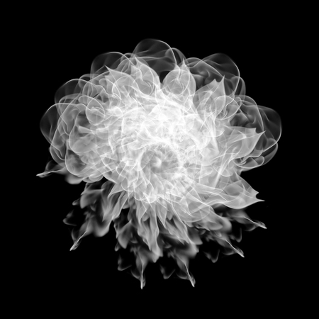 White smoke collection on black backgroundの写真素材