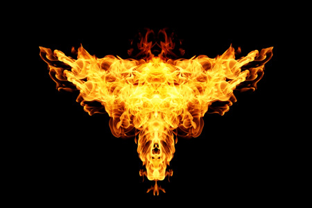 Abstract Fire flame on black backgroundの写真素材