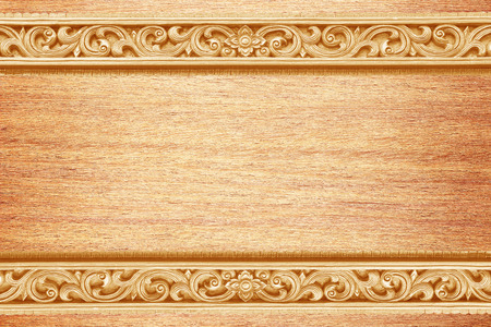 Pattern of flower carved on wood for decoration isolated on white backgroundの写真素材