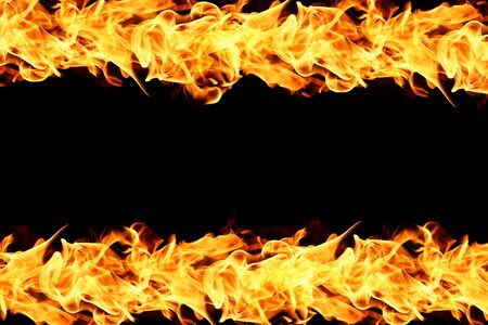 Fire flames on black background