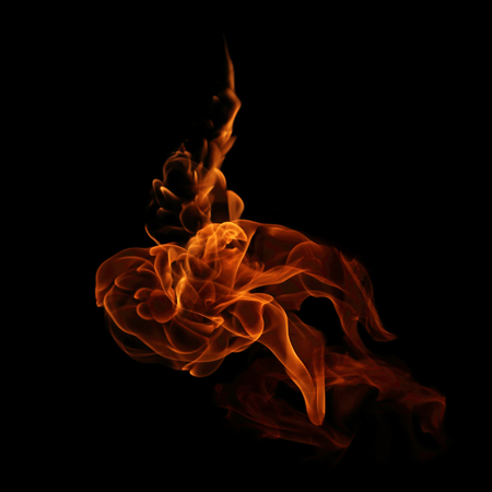 Fire flames isolated on black background.の写真素材