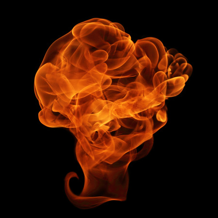 Fire flames isolated on black background.