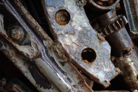 Texture metal vintage machinery and engine parts gathered in patterns backgroundの写真素材