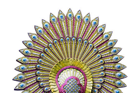 Colorful pattern of stucco isolated on white background., art and Peacock tailの写真素材