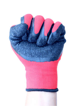 hands in gloves isolated on white background with clipping path included.の写真素材