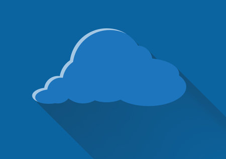 various shapes of clouds on different levels of blue backgroundのイラスト素材