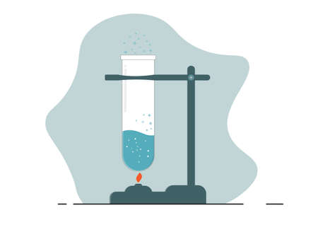 Graduated test tubes, beakers and bottles filled with different colored liquid illustrations. Equipment for collecting chemistry tests. 3のイラスト素材