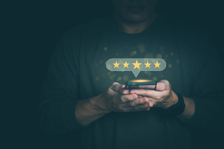 Customer services best excellent business rating experience. Satisfaction survey concept. user gives...