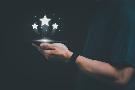 Customer services best excellent business rating experience. Satisfaction survey concept. user gives...