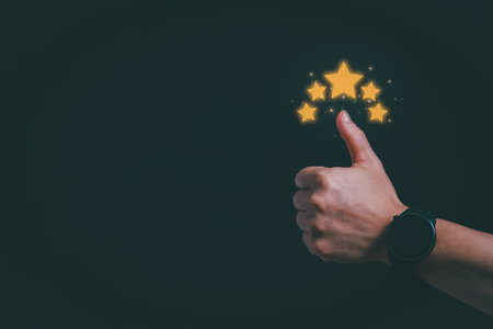 Customer services best excellent business rating experience. Satisfaction survey concept. user gives...