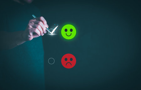 Customer services best excellent business rating experience. Satisfaction survey concept. user gives...