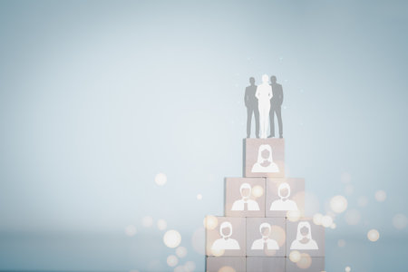 Businesses show clients on holographic global network structure and the exchange of information, the concept of connecting information around the world with technology internet, digital marketingの写真素材