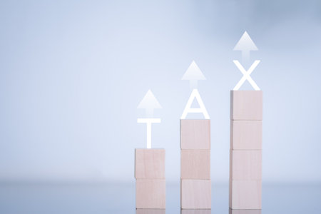financial research government tax and calculation tax return concept Businessman showing holographic tax on hand Online tax return form filling concept for payment, online marketing, business process.の写真素材
