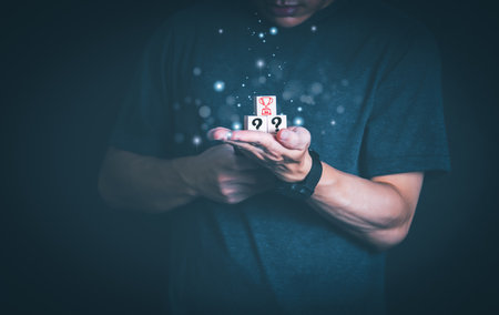 The person showing clear target on stacked wooden blocks on hand progress concept or success concept...