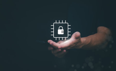 Person showing protection system In order to screen or prevent attacks from cyber, hackers, the...