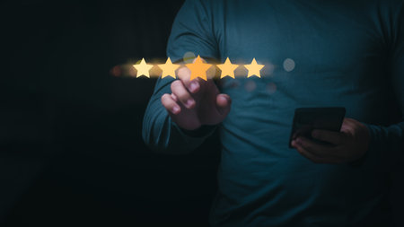 Customer satisfaction survey via online application, consumers give a 5-star rating because the...