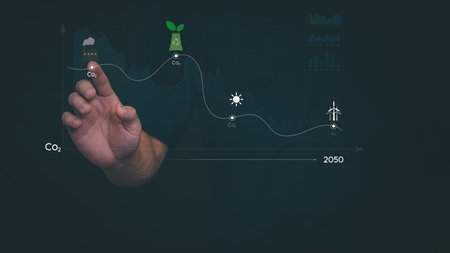 Carbon Dioxide Reduction To solve the global climate crisis and reduce global warming. Concept of...